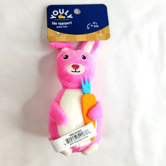 New Youly Easter Collection, Easterbunny Pink Eggspert 4 Inch Dog Toy - Picture 1 of 5